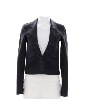 Women's Matelasse Quilt Jacket Leather and Cotton Blend