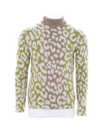 Men's Leopard Print Stand Collar Sweater Cashmere