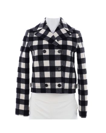 Women's Double Breasted Peacoat Printed Wool